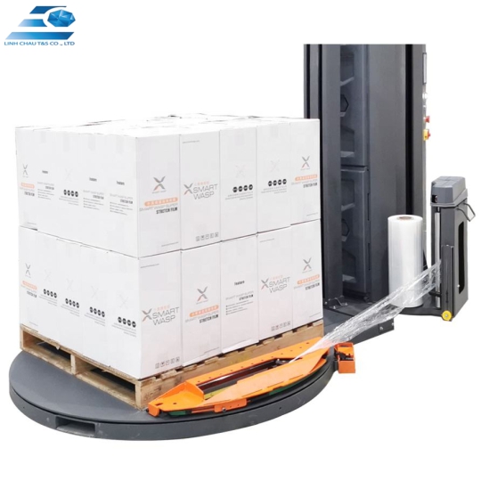 Máy quấn màng pallet hoàn toàn tự động, máy quấn màng co, máy quấn màng tự động đa chức năng